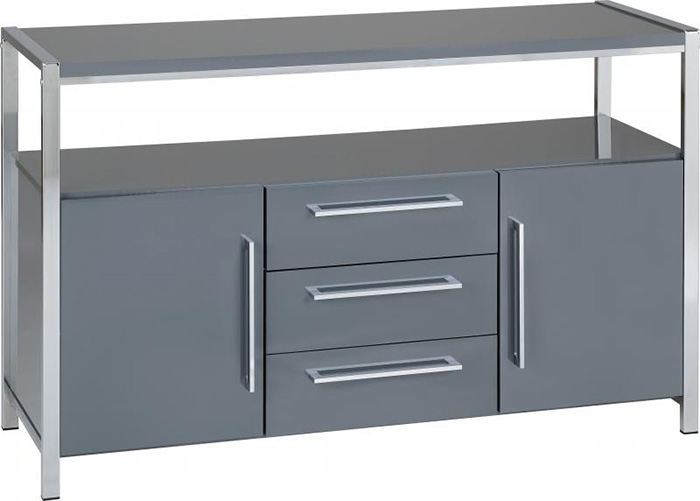 Charisma 2 Door 3 Drawer Sideboard in Grey Gloss - Click Image to Close